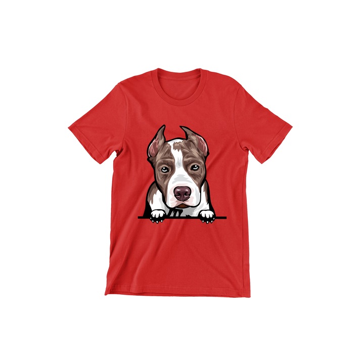 Tricou Copii, Dogs, Hello pit bull, rosu