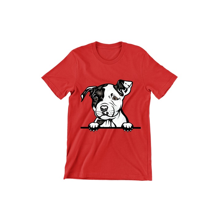 Tricou Copii, Dogs, Hello pit bull pui, rosu