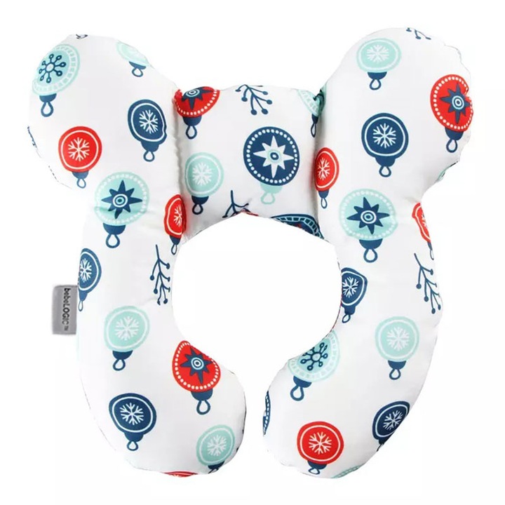 Perna voiaj copii, sustinere cap si gat, 0-24 luni, model decoratiuni brad Craciun, bebeLOGIC™