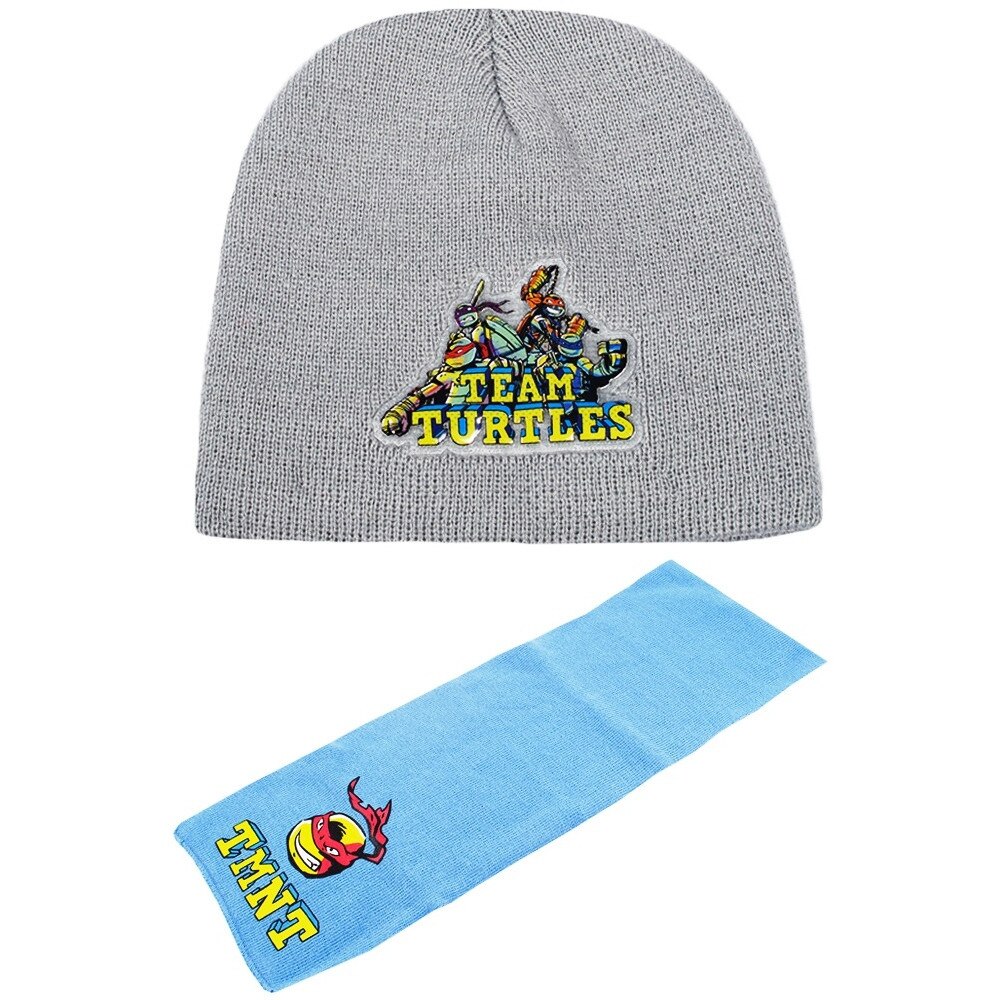 Set caciula cu fular, Disney-Turtle Ninja, gri-bleu, 2-12 ani, accesorii imbracaminte copii