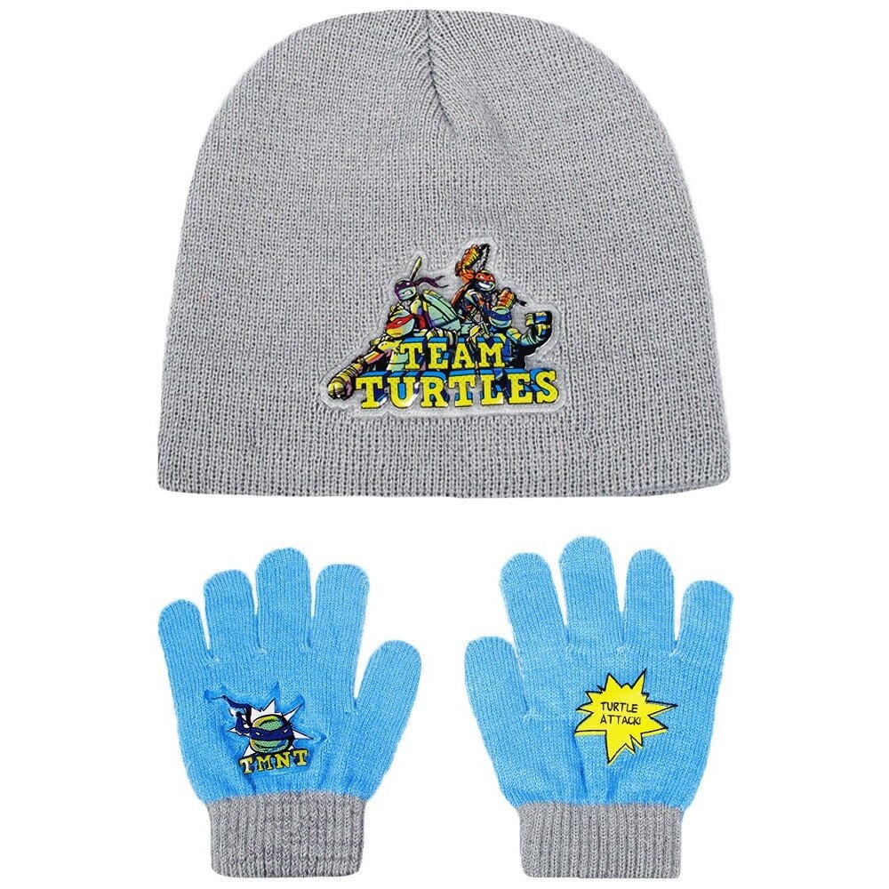 Set caciula cu manusi, Disney-Turtle Ninja, gri, 2-12 ani, accesorii imbracaminte copii