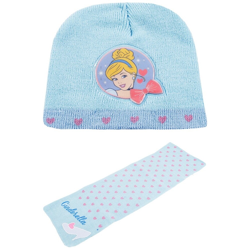 Set caciula cu fular, Disney, Cenusareasa, bleu, 2-12 ani, accesorii imbracaminte copii