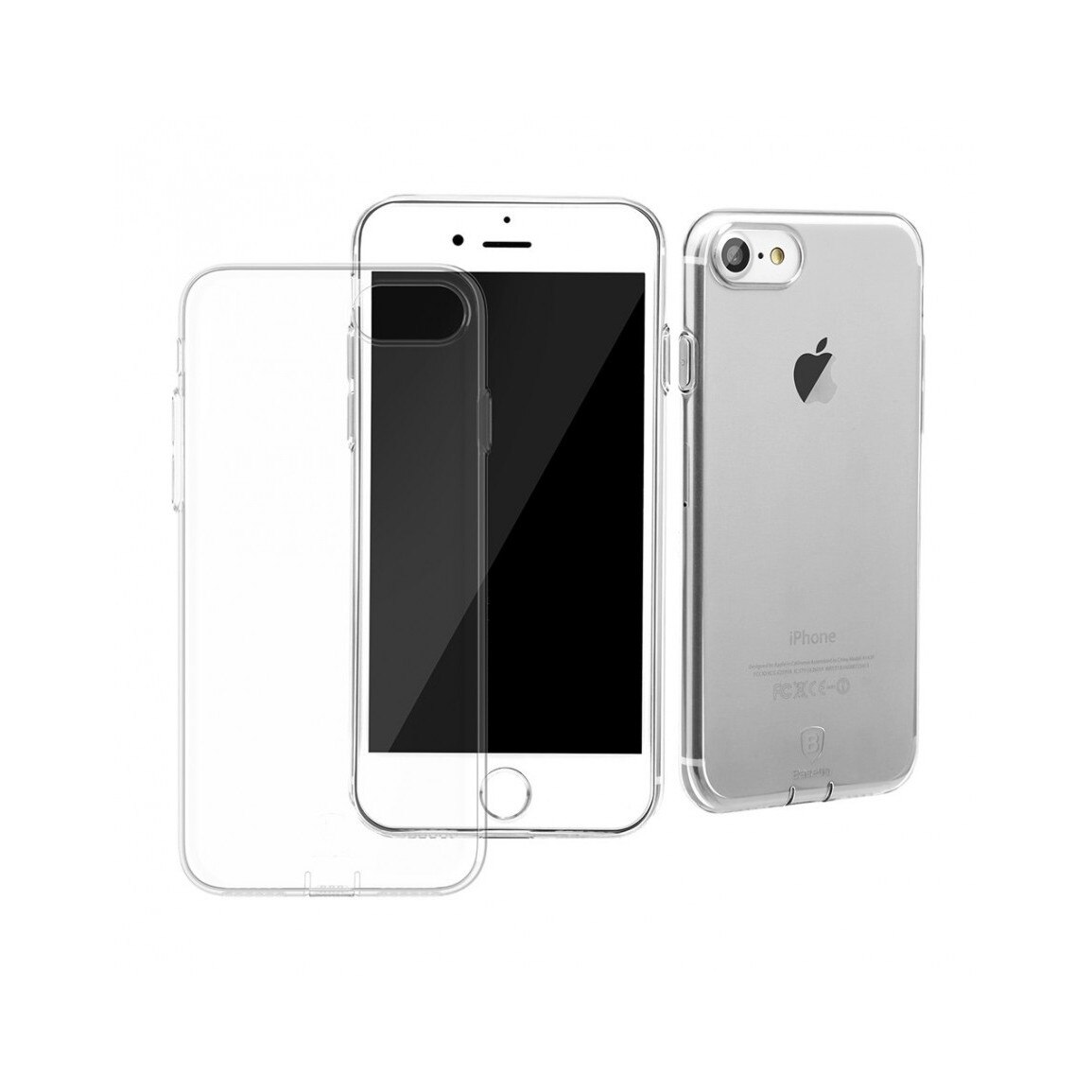Carcasa protectie spate BASEUS cu dopuri anti-praf pentru iPhone 7, transparenta