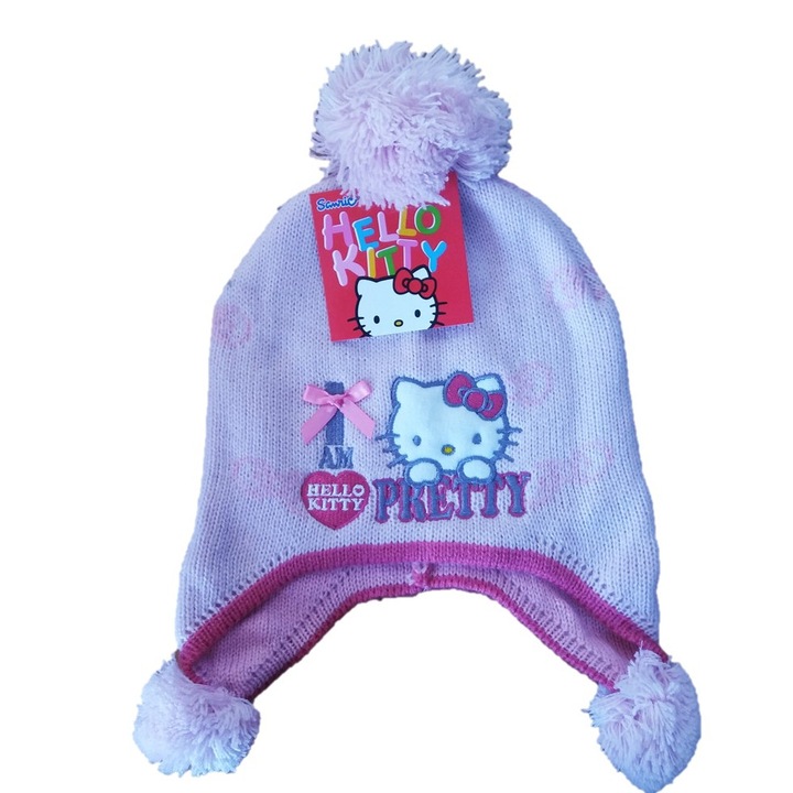 Caciula bebe cu mot Hello Kitty, Roz