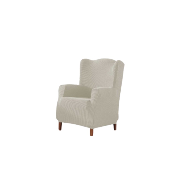 Husa fotoliu microfibra Sofazip, Lungime spatar intre 70 - 100 cm, Elastica, model Wingchair, Bej Deschis