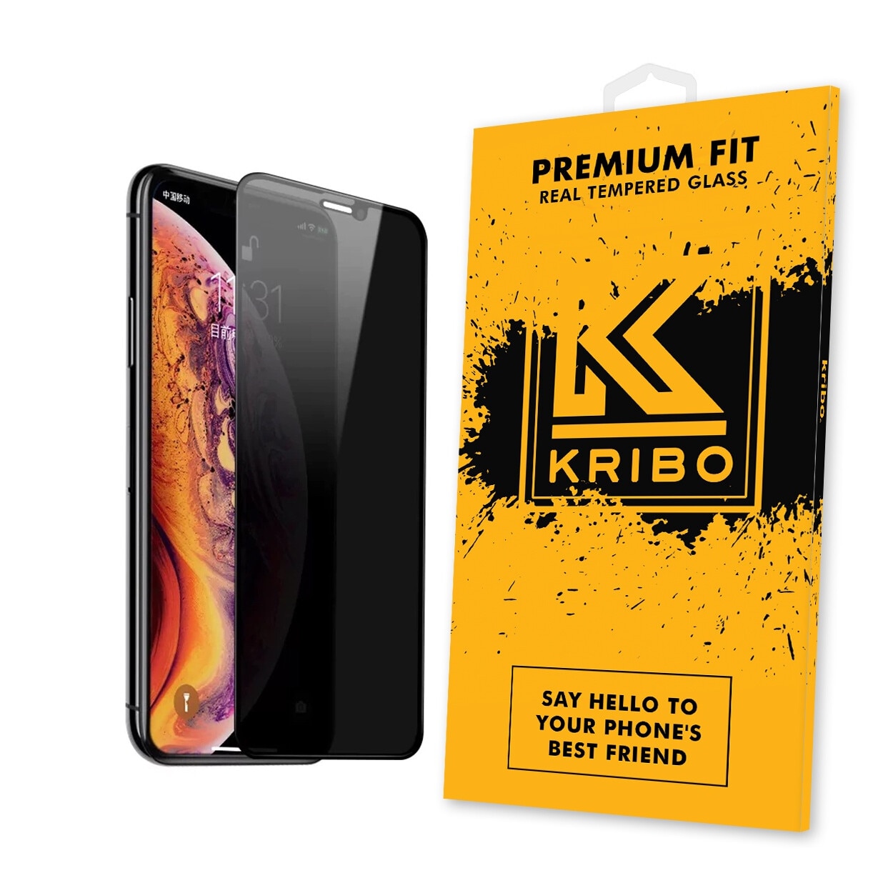 Folie Sticla Kribo, Privacy Premium Fit, pentru Apple iPhone 11 / XR, 9H, Privacy HD, Protectie Ecran Premium, Full Cover, Full Glue