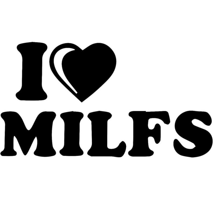 Стикер I love milfs, бял, 15см