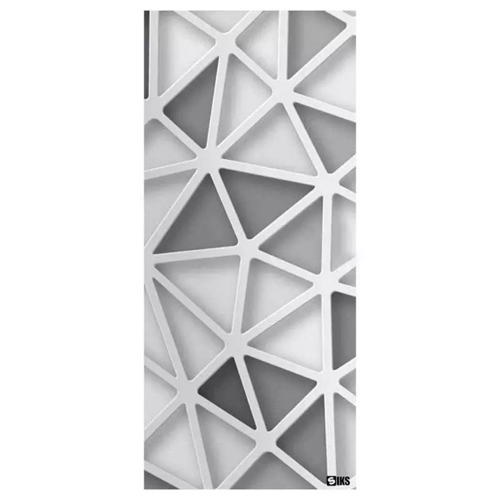 Folie Autocolanta Decorativa SIKS Pentru Usa 3D, Model Romb Alb/Gri, 77x200 CM