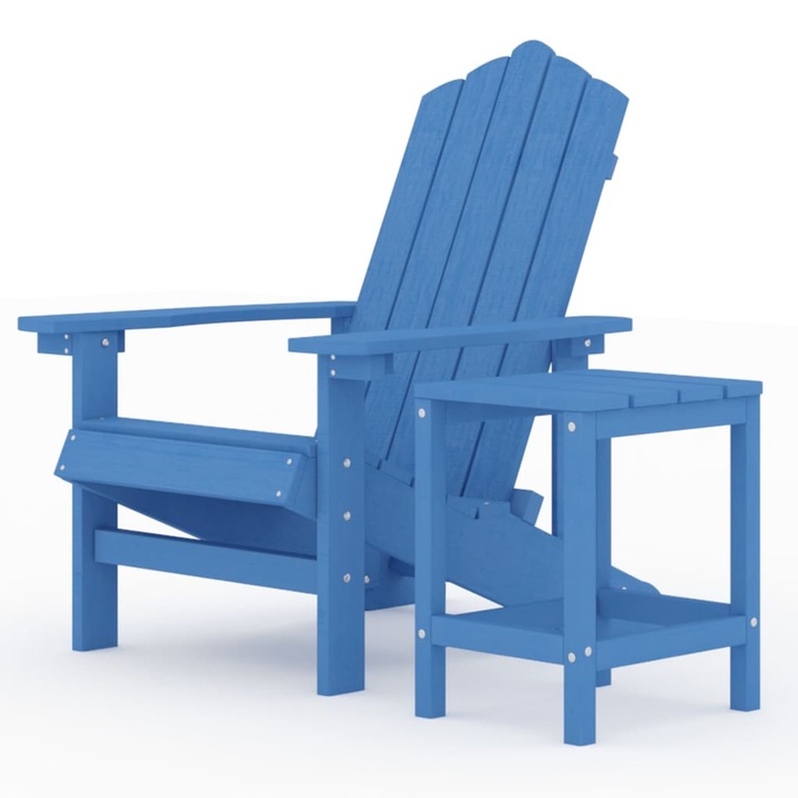Scaun gradina Adirondack cu masa vidaXL, albastru marin, HDPE, 19.52 kg 3095703
