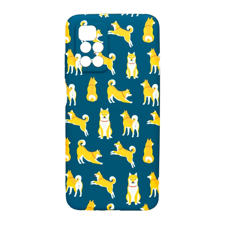 Husa de telefon, LUXO, compatibila cu Xiaomi Redmi 10, model Shiba Pattern cu efect fosforescent, TPU, multicolor