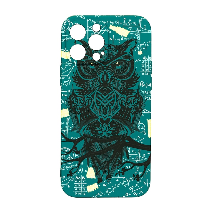 Husa de telefon, LUXO, compatibila cu iPhone 13 Pro Max, model Math Owl cu efect fosforescent, TPU, multicolor