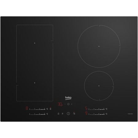 Plita incorporabila Beko HII74700UF, Inductie, 4 zone de gatit, IndyFlex,HOb2Hood, Control Direct Access Slider, Booster, Timer, WipeGuard, Stop&Go, Power Management, 70 cm, Negru