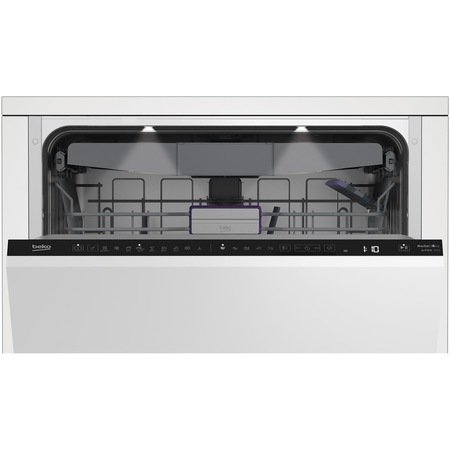 Masina de spalat vase incorporabila Beko BDIN39640A, 16 seturi, 11 programe, AutoDose, HomeWhiz prin WiFi, HygieneIntense, SteamGloss, DeepWash, Fast+, HalfLoad, CornerIntense, Motor ProSmart Inverter, AutoDoor Opening, Sliding Fit+, Clasa E, 60 cm