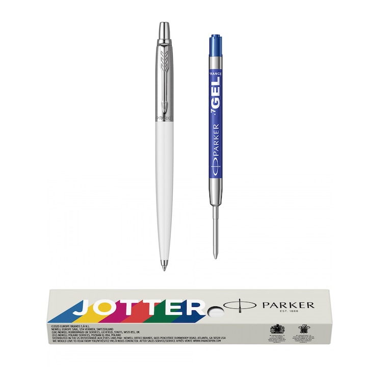 Комплект Parker химикал Jotter Standard white + мини резерва със син гел