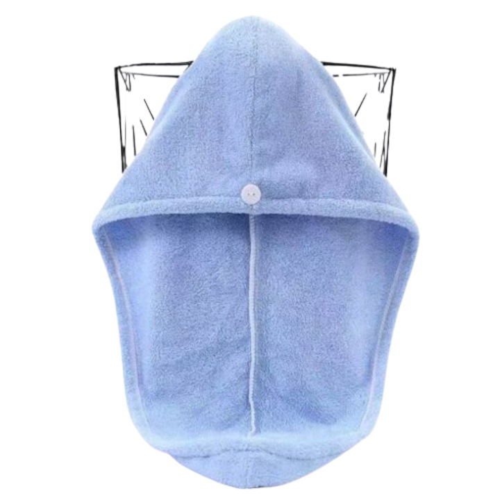 Prosop pentru uscare par, Disha, albastru, 10 x 10 cm