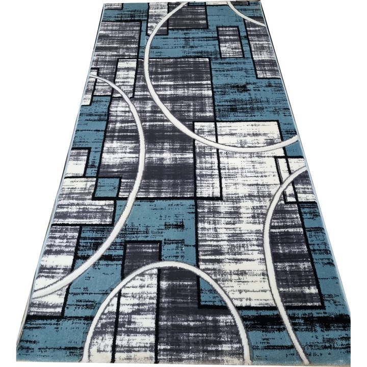 Covor Romantic , abstract , negru/albastru, 150x230