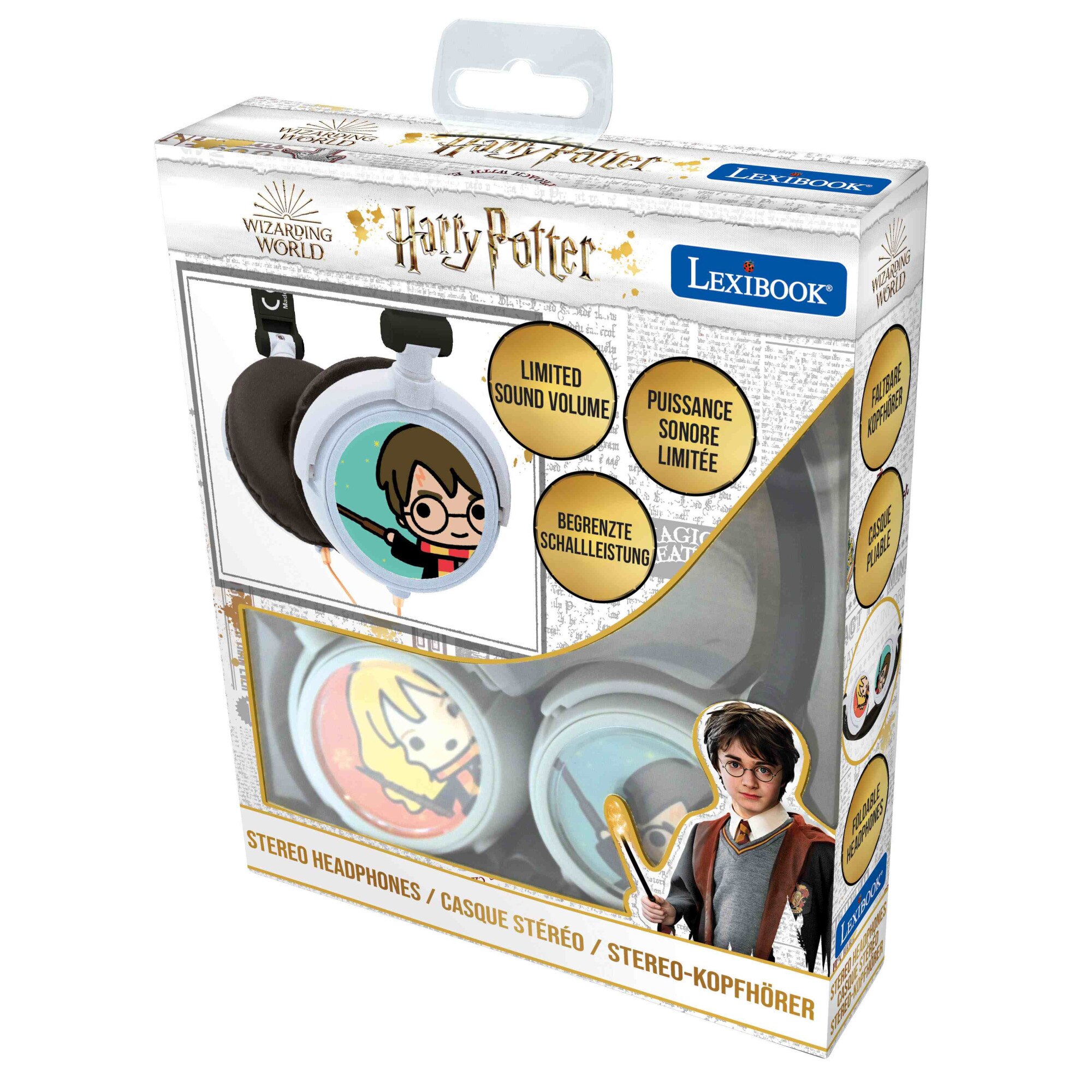 Casti pliabile cu fir Harry Potter, Lexibook, Jack audio 3.5mm, Multicolor