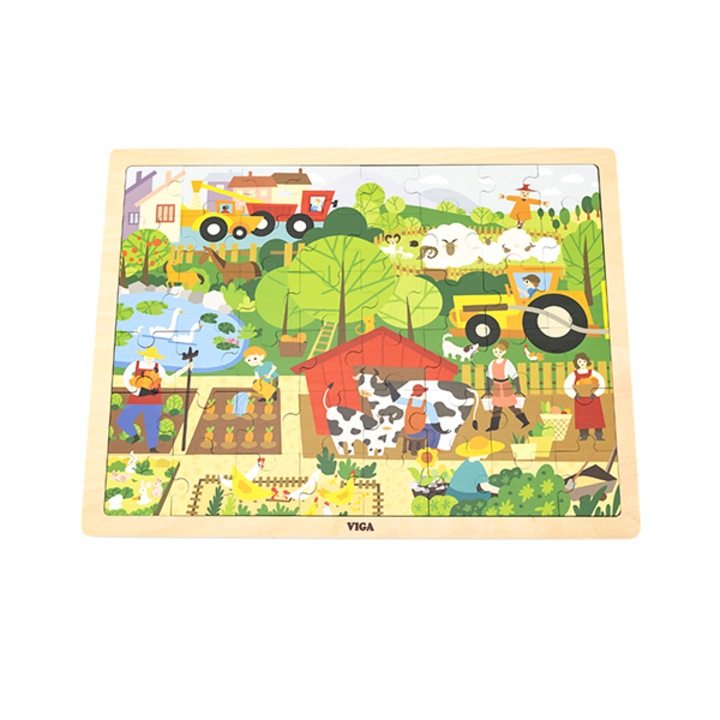 Viga, Puzzle farm, Fa, 48 db, Többszínű
