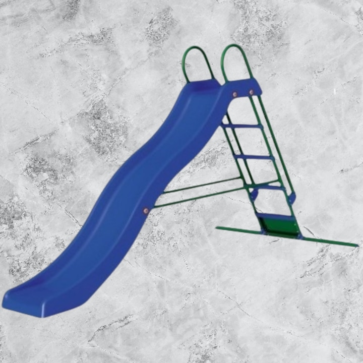 Tobogan copii, cu scara metalica, 285 x 150 x 168 cm, albastru/verde - Main Image