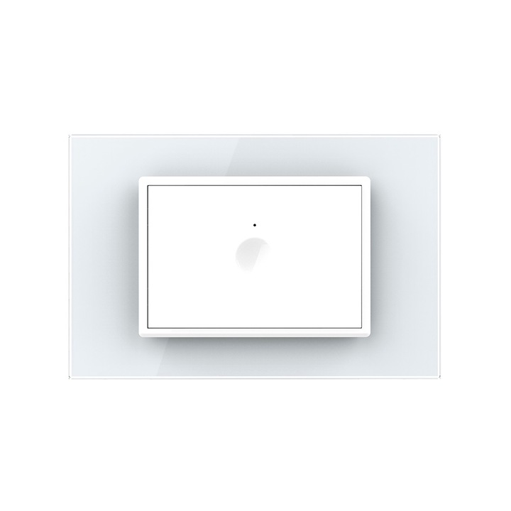 Intrerupator Simplu Cap Scara / Cruce Wi-Fi cu Touch LIVOLO cu Rama din Sticla, standard italian – Serie Noua, Alb