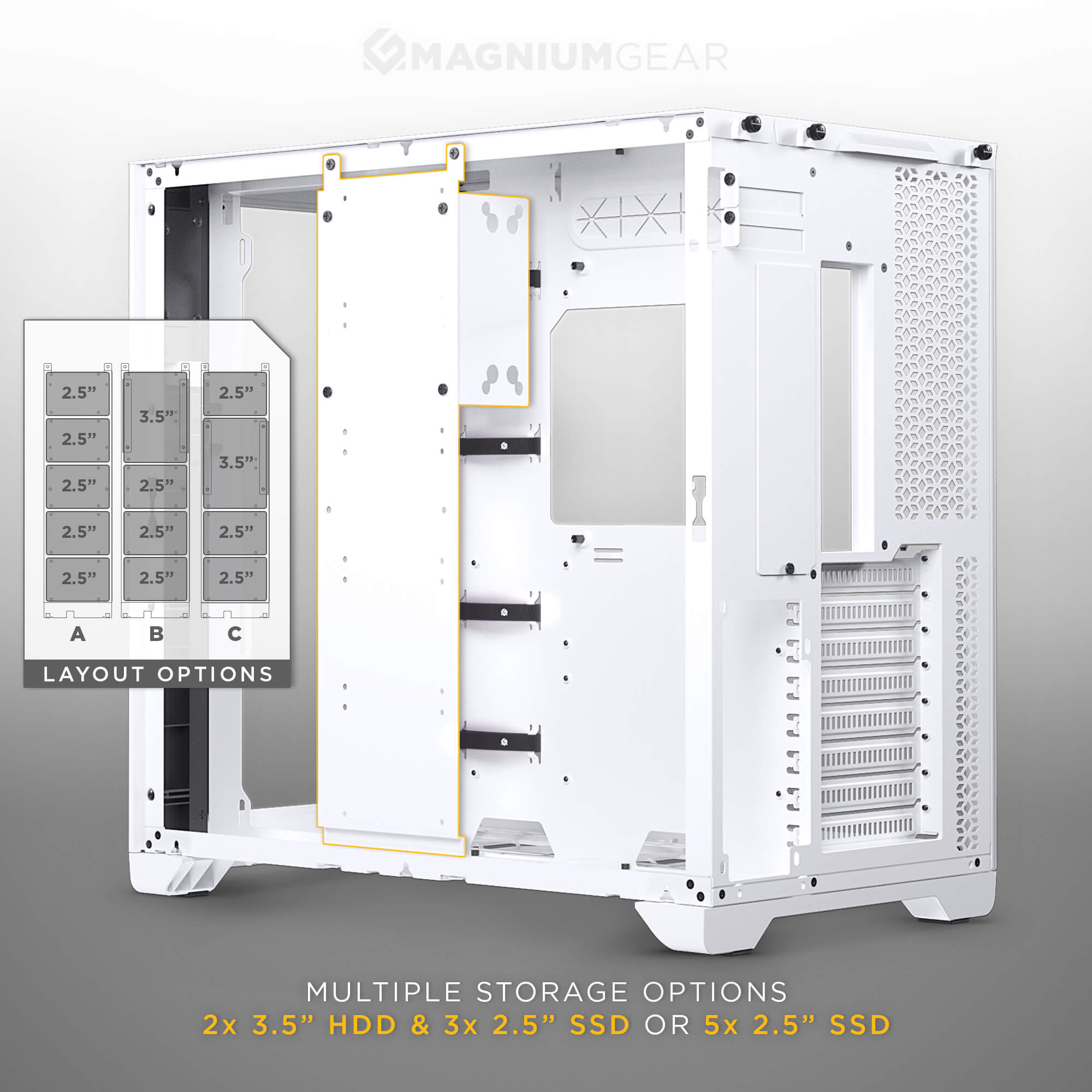 Корпус NEO QUBE 2, MAGNIUMGEAR, без захранване, Middle Tower, ATX, Dual ...