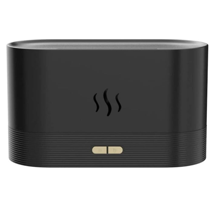 Арома дифузер, За етерични масла, С ултразвук, 180 мл, Ефект на пламък, Автоматично спиране, Черен