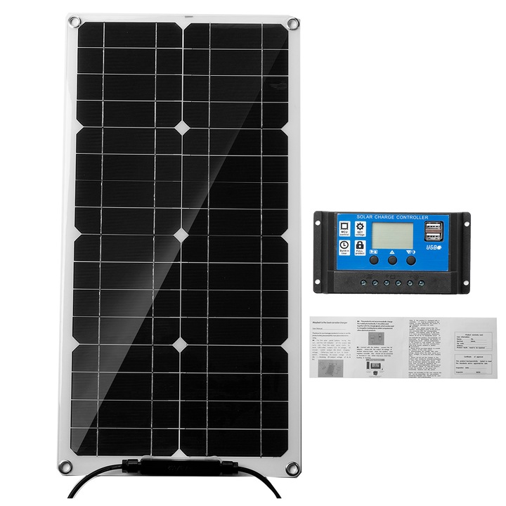 Panou solar, iMars, cu controler 30A, 600W, 12V, Negru