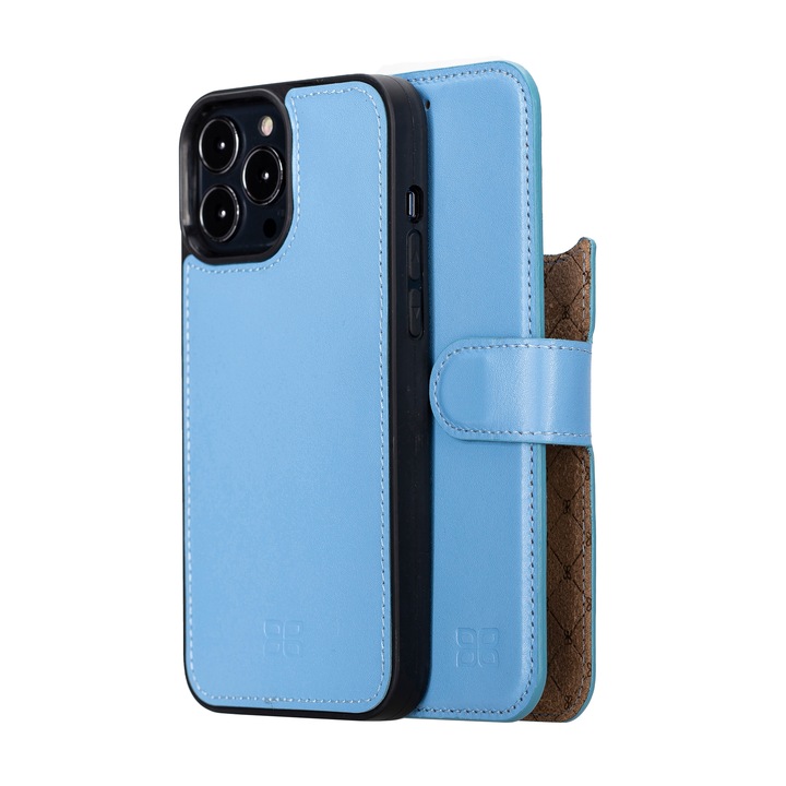 Husa pentru iPhone 13 Pro Max, Bouletta Magic Wallet, compatibil MagSafe, piele naturala 2 in 1, tip portofel si back cover, culoare Wisteria