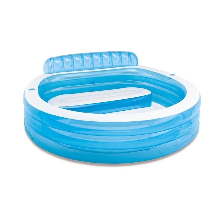 Piscina de gradina cu scaun gonflabila, suporturi de pahare, supapa de golire, 224 x 216 x 76 cm