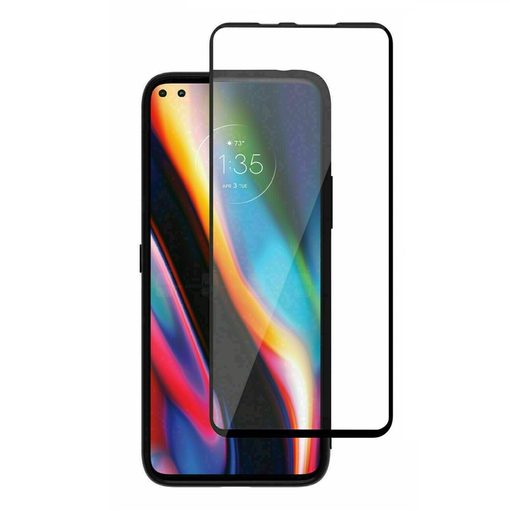 Folie de Sticla 10D Tempered Glass Full Glue Negru, Acoperire Completa pentru Motorola Moto G 5G Plus