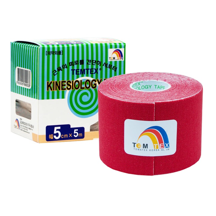 TemTex кинезиологична лента, червена, 5cm x 5m - eMAG.bg