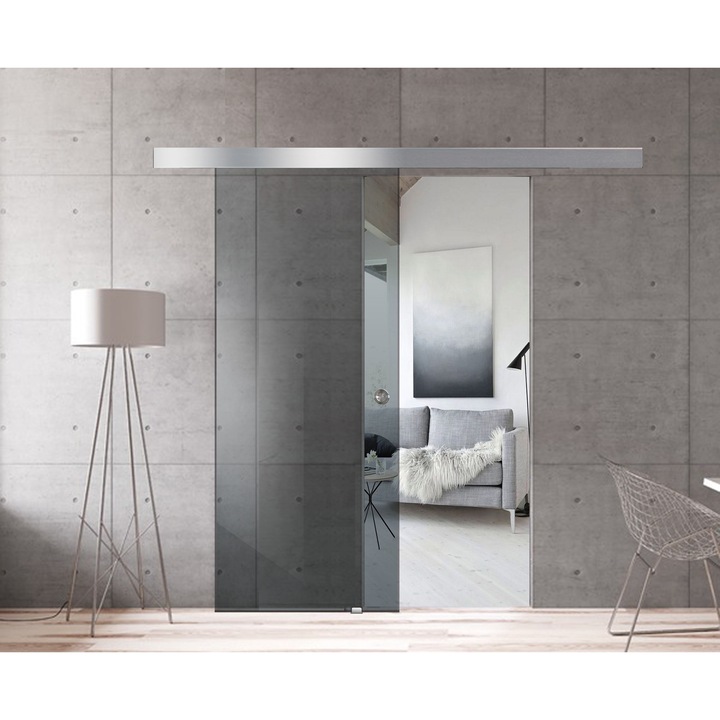 Boss üveg tolóajtó, 90x215 cm, 8 mm vastag szürke üveg