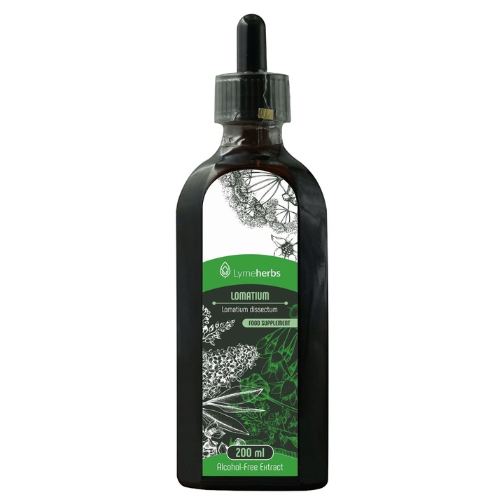Tinctura din Lomatium, Lymeherbs, Extract fara alcool, Supliment alimentar, 200 ml)