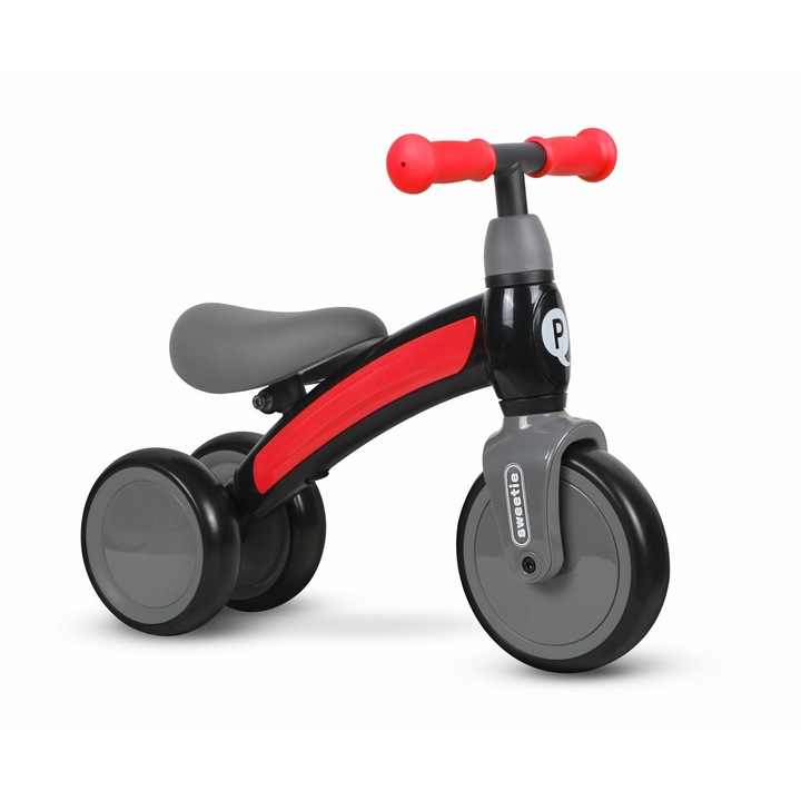 Bicicleta, Qplay, 2 nivele, 3 roti EVA, 1-3 ani, Negru/Rosu