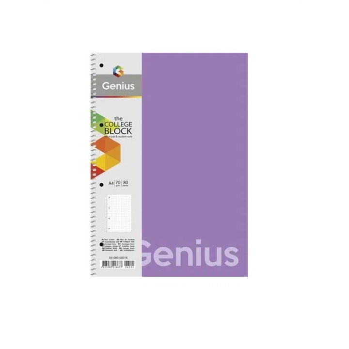 Spirálfüzet, kockás, A4, 80 lap, PP bortító, SHKOLYARYK Genius, vegyes