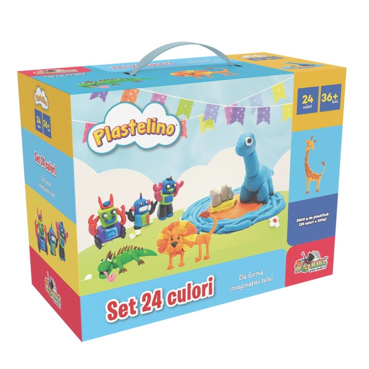 Set Plastelino 24 culori, plastilina 2400 g