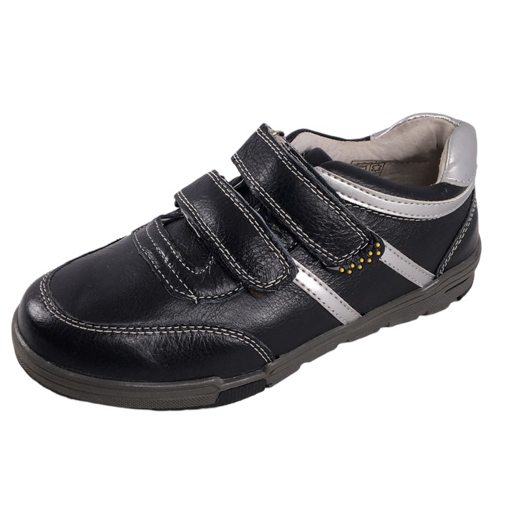 Pantofi copii Chippo Youth 102162, 32-37, Piele naturala, Negru/Argintiu