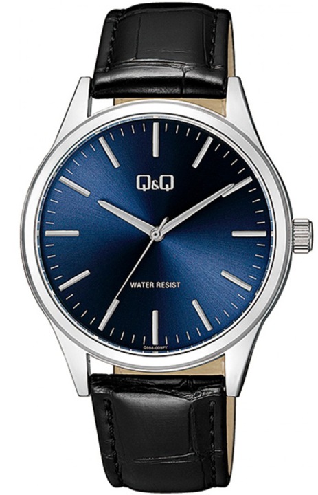 Ceas de barbati, Q&Q, Negru/Albastru inchis
