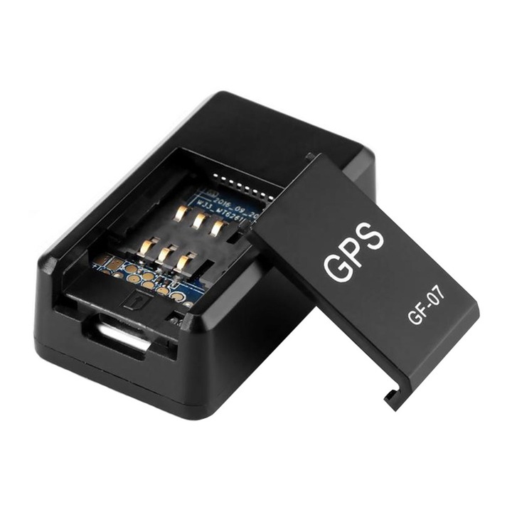 Mini tracker GPS sim ascuns, GSM/GPRS, microSD, 4x2.5x1.5 cm, Negru