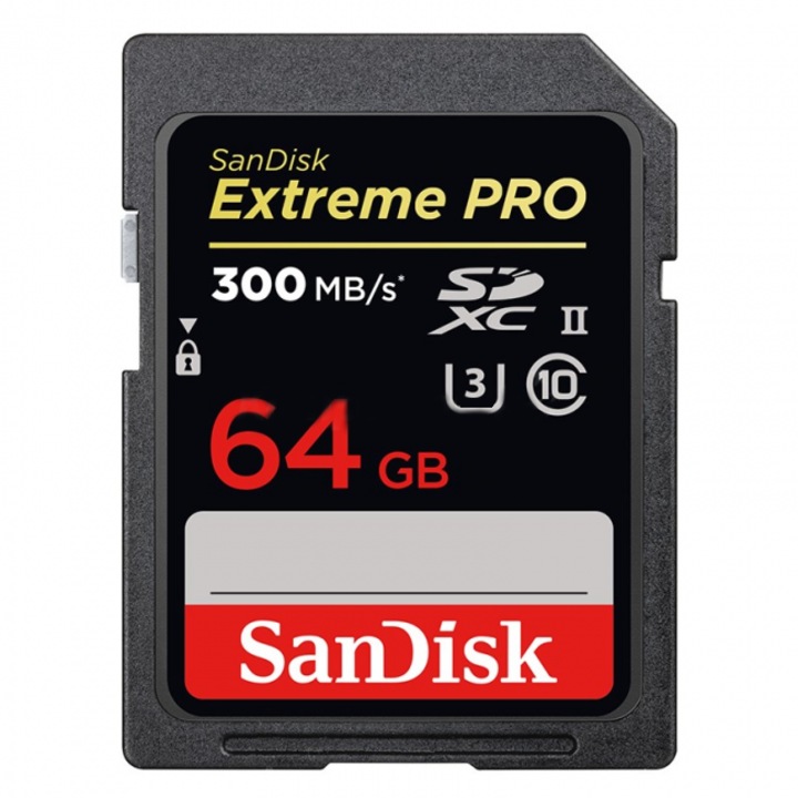 Card de memorie SanDisk SDXC Extreme Pro, 64GB, Class 10, UHS-I, 300 MB/s