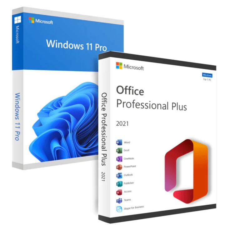 E-licenc Csomag Windows 11 Pro Retail + Office Pro Plus 2021 Binds to MS account