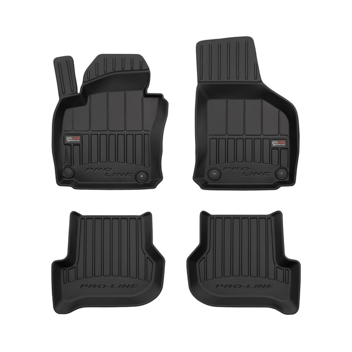 Set 4 Covorase din cauciuc pentru podea, Frogum, 3D PRO-LINE, pentru SEAT Toledo III 2004-2009 Negru Cauciuc