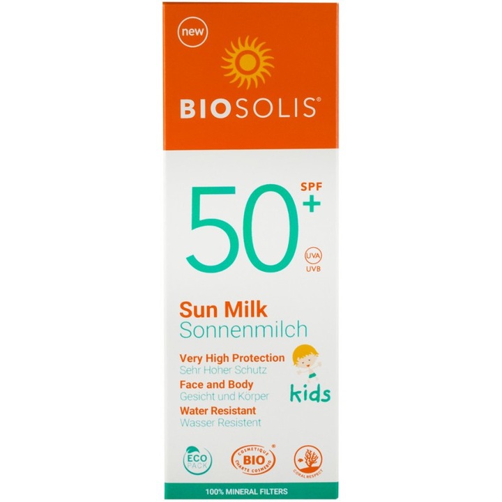 Lapte de soare cu protectie solara pentru copii, SPF 50+, 100 ml Biosolis