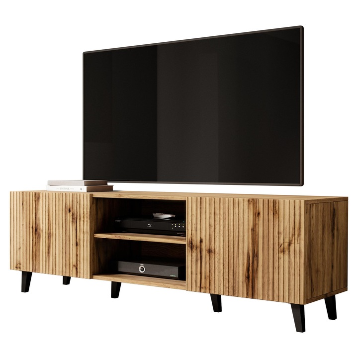 Comoda TV 150 Tilderi, MIRJAN24, stejar wotan / negru, 150x53x42 cm