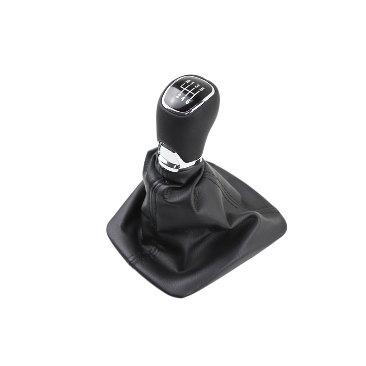 Nuca si manson schimbator de viteze Emzone, Compatibil cu Skoda Octavia, 6 trepte, Piele ecologica/ABS, Negru