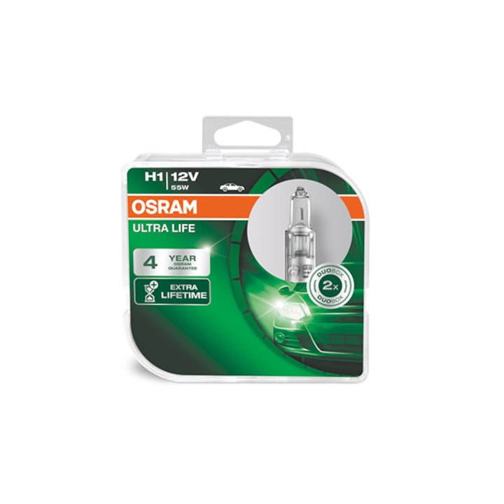 Set 2 becuri Osram 35241, 12 V, H1 55 W Ultra Life