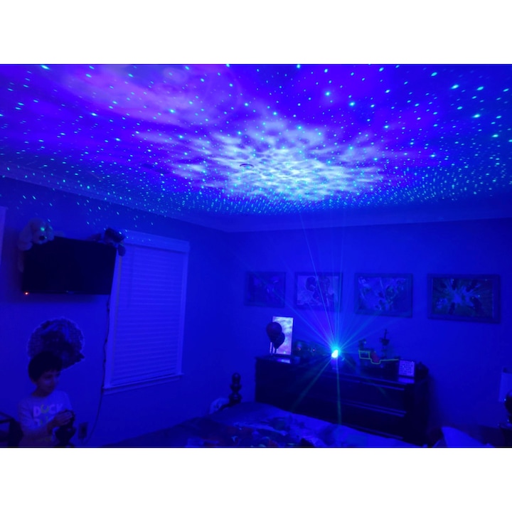 Lampa de proiectie stele, laser LED RGB, controlata din smartphone