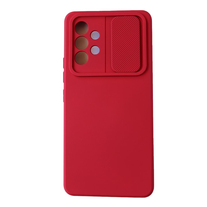 Силиконов калъф за Samsung Galaxy A53 5G, Privacy, Anti Spy, Camera Cover and Protection, Lens Cover, Full Protection, Microfiber Interior, Red