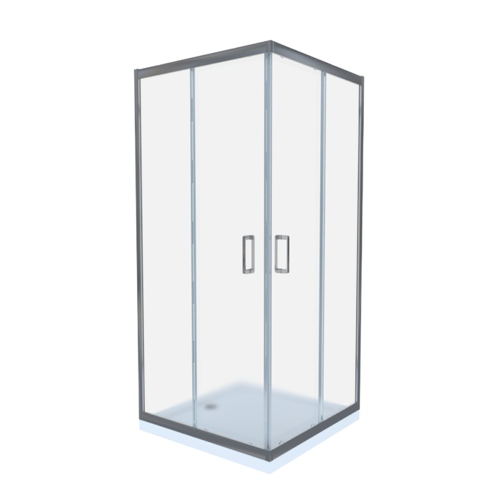 Cabina de dus Celesta Titan, patrata, 90 x 90 x 190 cm, sticla sablata, 6 mm, profil crom