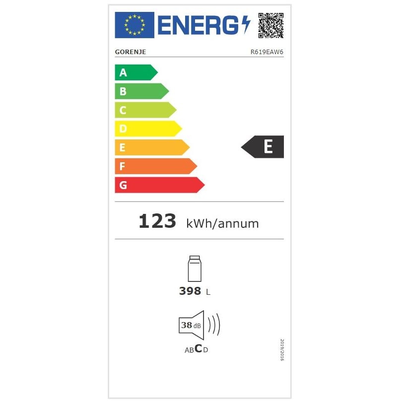 Frigider cu o singura usa Gorenje R619EAW6, 398 l, clasa energetica E, 59,5 cm, Alb